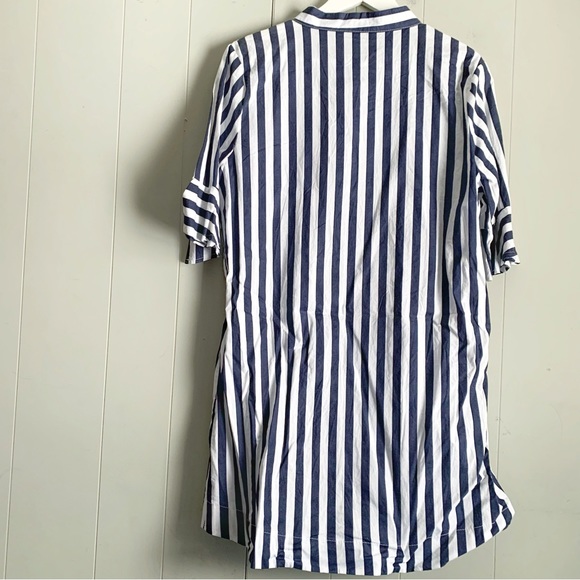 Nautical Striped Mandarin Collar Striped Shirt Dress XXL - Picture 3 of 3